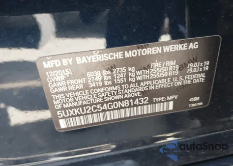 2016 BMW X6 xDrive35I z USA, uszkodzony, nr VIN 5UXKU2C54G0N81432